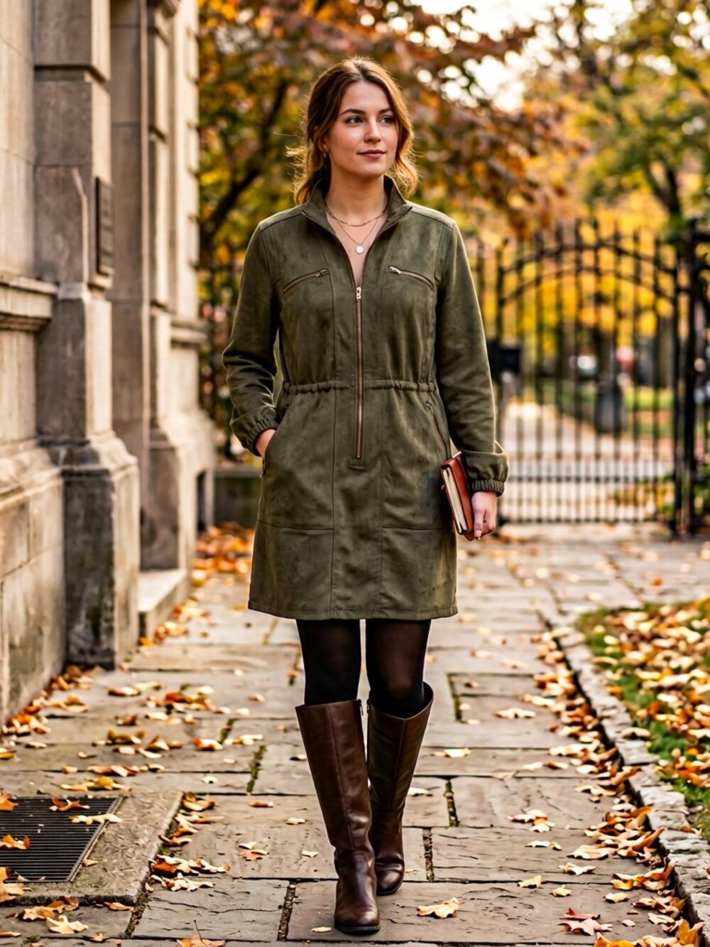 Banana Republic Factory Olive Green Vegan Suede Mini Dress - Size L
